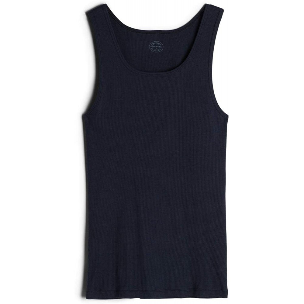 Sleep Tops Mens Ribbed Supima Cotton Tank Top - Blue - 800 - Midnight Blue - C618LDL8OX3