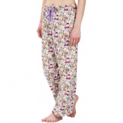 Bottoms Women's Cotton Poplin Pajama Lounge Boxer Shorts - Floral 5 White Pants - C7187MGH3W4