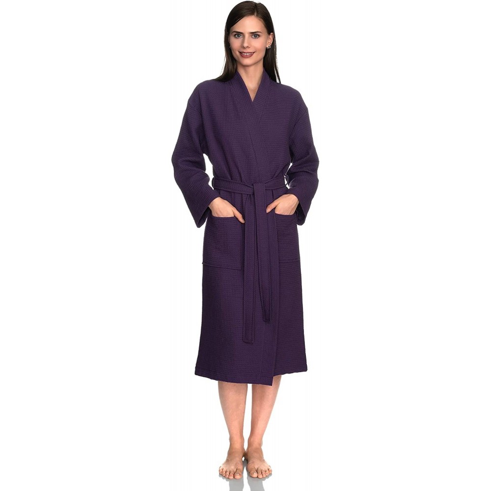 Robes Women's Robe- Kimono Waffle Spa Bathrobe - Loganberry - CQ12O67PZA4