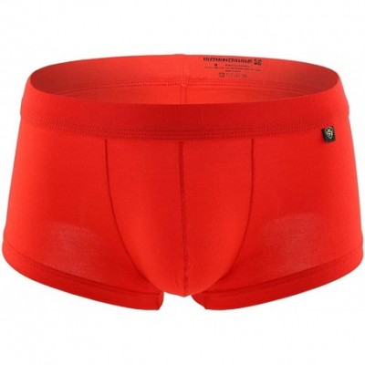 G-Strings & Thongs Boxer Briefs Mens Daily Soft Basic Underpants Men's Comfortable Underwear with Pouch - Red - CA18X77I8XO