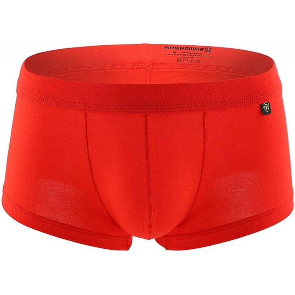 G-Strings & Thongs Boxer Briefs Mens Daily Soft Basic Underpants Men's Comfortable Underwear with Pouch - Red - CA18X77I8XO