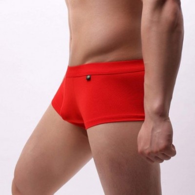 G-Strings & Thongs Boxer Briefs Mens Daily Soft Basic Underpants Men's Comfortable Underwear with Pouch - Red - CA18X77I8XO