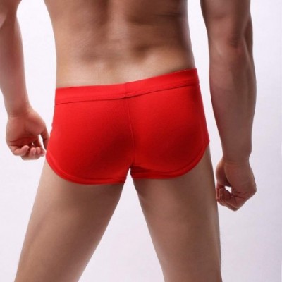 G-Strings & Thongs Boxer Briefs Mens Daily Soft Basic Underpants Men's Comfortable Underwear with Pouch - Red - CA18X77I8XO