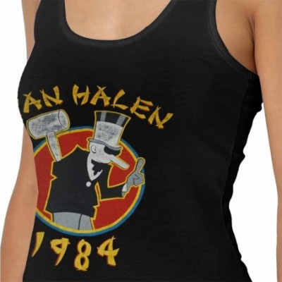 Camisoles & Tanks Woman's Sexy Tank Casual Style Vest T-Shirt-Van Halen 1984 - Black - CQ198XX7YET