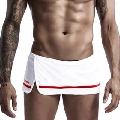 G-Strings & Thongs Men's Sento Towel Skirted Underwear Split Side Boxer Brief Lounge Shorts - White - CB18YCTDTRI