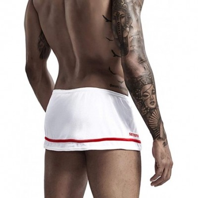 G-Strings & Thongs Men's Sento Towel Skirted Underwear Split Side Boxer Brief Lounge Shorts - White - CB18YCTDTRI