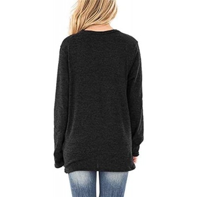 Slips Womens Autumn Shirt Long Sleeve Pure Color Knot Side Twist Blouse Casual Cold Shoulder Slim Fit Top Bottom Blouse - Mer...