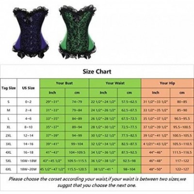 Bustiers & Corsets Womens Sexy Bones Corset Lace Up Overbust Waist Cincher Bustier Top - Green-6 - CE18H8AR0UM