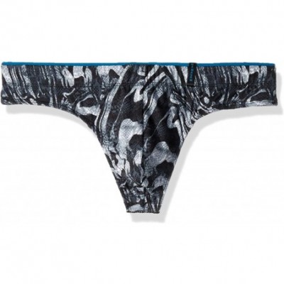 G-Strings & Thongs Men's Solid/Skin Print Underwear Classic Brief Thongs - Print - Gray/Blue Jewel - CQ18I552DQ0