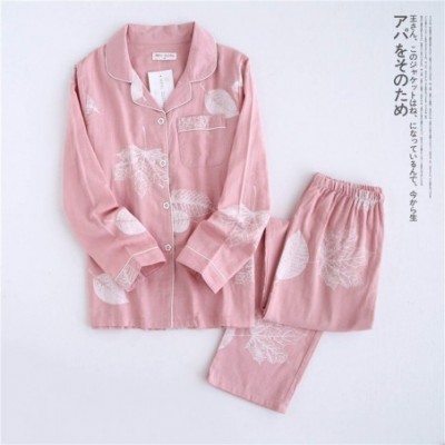 Sets Korea Fresh Pajama Sets Women 100% Gauze Cotton Long Sleeve Casual Sleepwear Women Pyjamas - Tz Zb-7 - CZ199X8LD4U