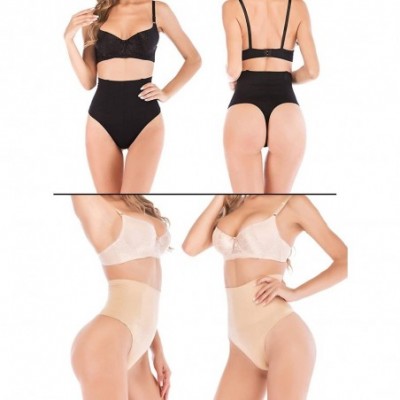 Shapewear Women Waist Cincher Girdle Tummy Control Thong Panty Slimmer Body Shaper - Black+beige(2 Pack) - C918UQSAGAN