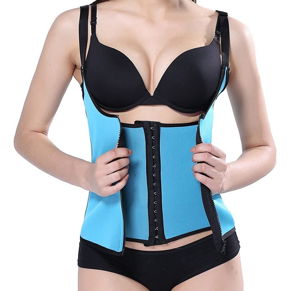 Shapewear Women Neoprene Waist Trainer Corset for Weight Loss Body Shaper Workout Tank Top Slimming Vest - Blue - CD199HXEM67