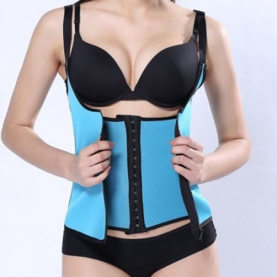 Shapewear Women Neoprene Waist Trainer Corset for Weight Loss Body Shaper Workout Tank Top Slimming Vest - Blue - CD199HXEM67