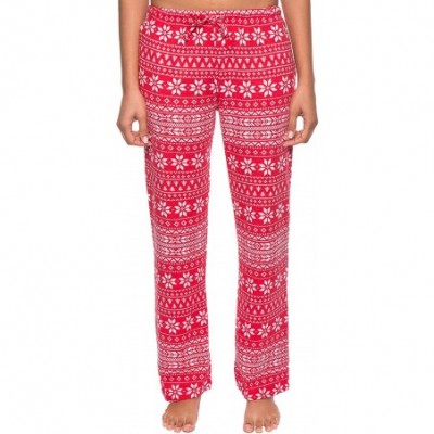 Bottoms Thermal Pajama Pants for Women - Winter Pajamas for Women - Fair Isle Red/White - C212N9G12Z7