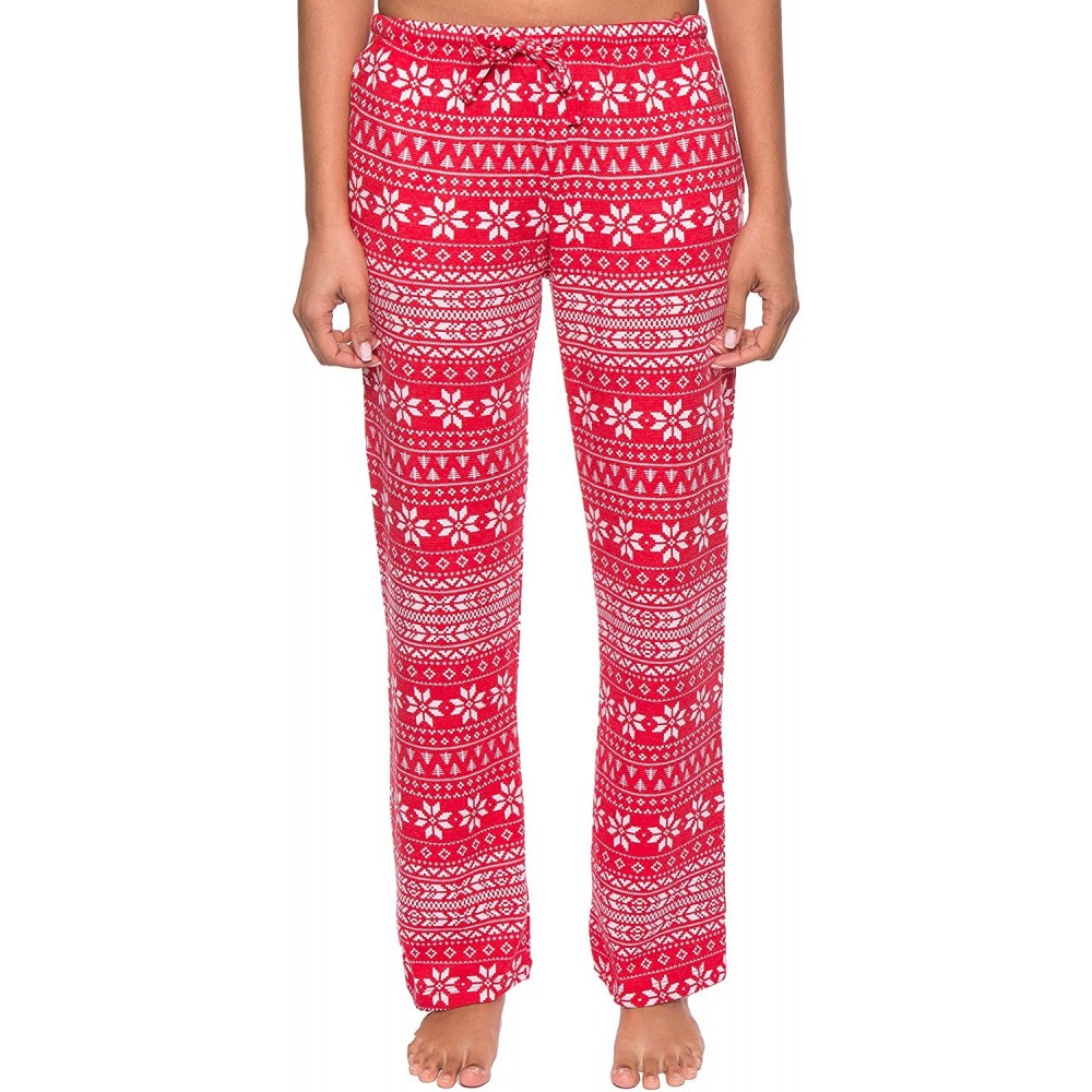 Bottoms Thermal Pajama Pants for Women - Winter Pajamas for Women - Fair Isle Red/White - C212N9G12Z7