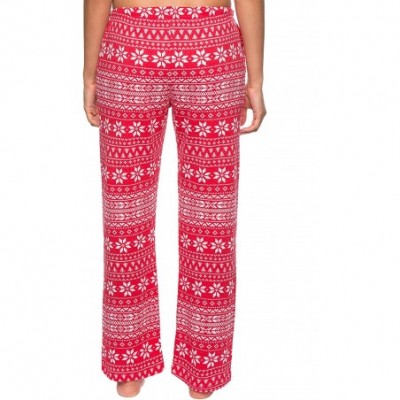 Bottoms Thermal Pajama Pants for Women - Winter Pajamas for Women - Fair Isle Red/White - C212N9G12Z7