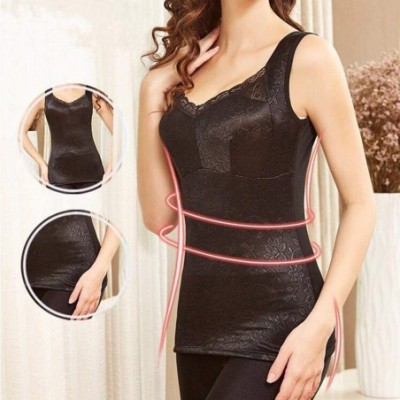 Thermal Underwear Womens Winter Tank Tops Fleece Thermal Camisole Lace Shapewear Underwear Tops - Black - C818W0EH9ZR