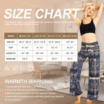 Bottoms Women's Comfy Stretchy Pajama Pants Floral Print Drawstring Palazzo Lounge Pants Wide Leg - Galaxy - CR1998S2YKI