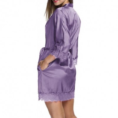 Nightgowns & Sleepshirts Satin Robe for Women Summer Solid/Floral Kimono Robes Sexy Soft Bride Bridesmaid Bath Robe Sleepwear...