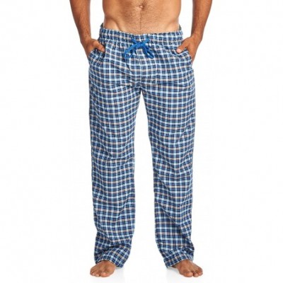 Sleep Bottoms Men's Woven Sleep Lounge Pajama Pants - Navy Lt Blue - C8185KIUAYL