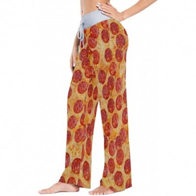 Bottoms Women's Comfy Casual Pajama Pants 3D Food Printing Drawstring Palazzo Lounge Pants Wide Leg - Pizza - CT197E3CKSN