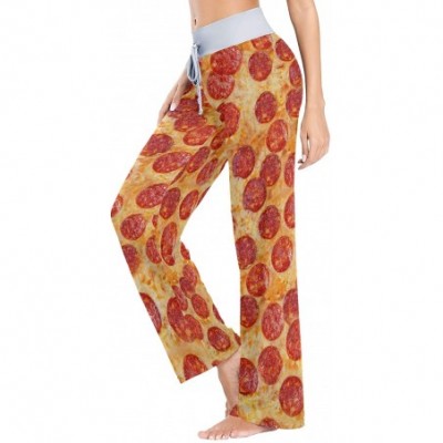 Bottoms Women's Comfy Casual Pajama Pants 3D Food Printing Drawstring Palazzo Lounge Pants Wide Leg - Pizza - CT197E3CKSN