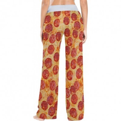 Bottoms Women's Comfy Casual Pajama Pants 3D Food Printing Drawstring Palazzo Lounge Pants Wide Leg - Pizza - CT197E3CKSN