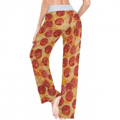 Bottoms Women's Comfy Casual Pajama Pants 3D Food Printing Drawstring Palazzo Lounge Pants Wide Leg - Pizza - CT197E3CKSN