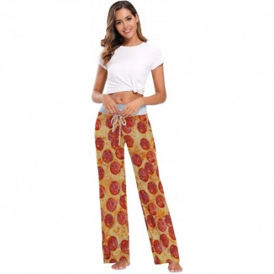 Bottoms Women's Comfy Casual Pajama Pants 3D Food Printing Drawstring Palazzo Lounge Pants Wide Leg - Pizza - CT197E3CKSN