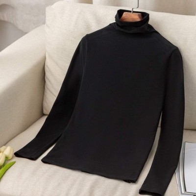 Thermal Underwear Women Thermal Underwear Top Turtleneck Long Sleeve Basic Shapewear - Black - C2193N4MH8D