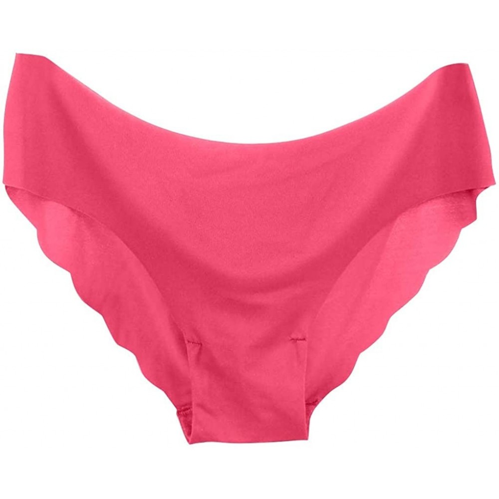 Slips 1 Pack Seamless Bonded Stretch Bikini Panty Sexy Panties - Hot Pink - CO1962HNYY9