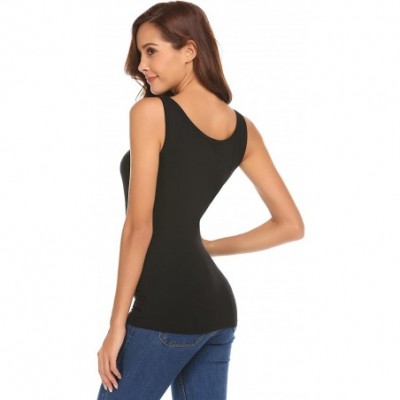 Camisoles & Tanks Women's Tank Tops Summer Lightweight Soft Camisole Basic Camis Tanks - Black - CW18DXOCADN