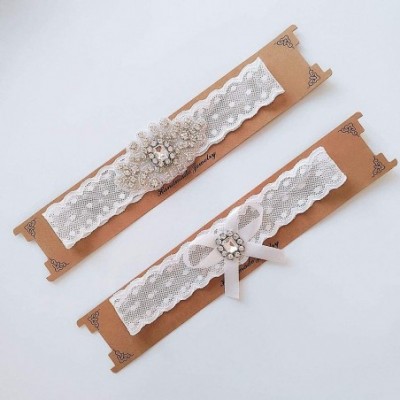 Garters & Garter Belts Sexy Rhinstones Lace Wedding Garters for Party Prom Throw Garter Set 2 Pcs - Yi-white - CM18UMNWMWY