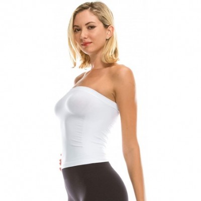 Camisoles & Tanks Medium Length Ribbing Side Seamless Tube Top -Made in USA - White - CZ18GEROH3Z