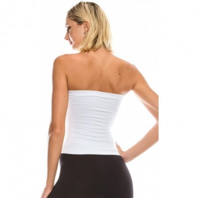 Camisoles & Tanks Medium Length Ribbing Side Seamless Tube Top -Made in USA - White - CZ18GEROH3Z