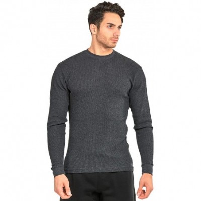 Thermal Underwear Men's Classic Waffle-Knit Heavy Thermal Top - Charcoal (Medium Weight) - CI18ARLEK73