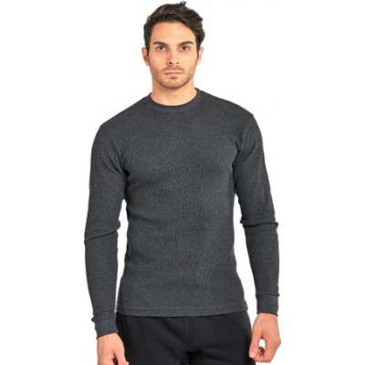 Thermal Underwear Men's Classic Waffle-Knit Heavy Thermal Top - Charcoal (Medium Weight) - CI18ARLEK73