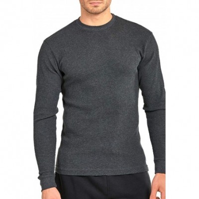 Thermal Underwear Men's Classic Waffle-Knit Heavy Thermal Top - Charcoal (Medium Weight) - CI18ARLEK73