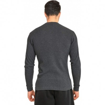 Thermal Underwear Men's Classic Waffle-Knit Heavy Thermal Top - Charcoal (Medium Weight) - CI18ARLEK73