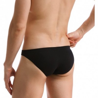 Briefs Men's Ice Silk Underwear Transparent Low Waist Slim Triangle Briefs - Black - C71800IZ2SL