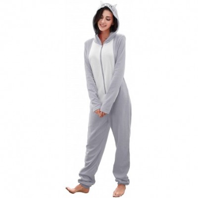 Sets Women's Soft and Warm Fleece Jumpsuit Size RHW2780 - (Rhw2789) Grey & White - C3182LYSTED