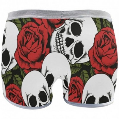 Panties Women's Soft Boy Short Cartoon Alligator Frog Boxer Brief Panties - Skull and Flowers Seamless Background - CF18T9562UL