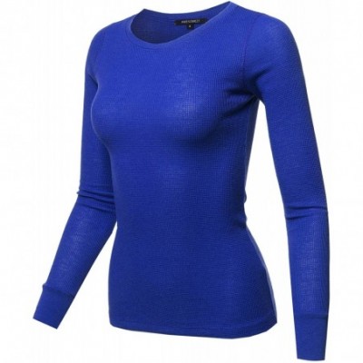 Thermal Underwear Women's Casual Solid Basic Crew Neck Long Sleeves Thermal Top - Aawtel0016 Royal - CL18AUU9R56