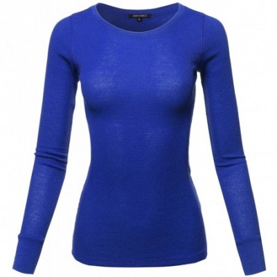 Thermal Underwear Women's Casual Solid Basic Crew Neck Long Sleeves Thermal Top - Aawtel0016 Royal - CL18AUU9R56