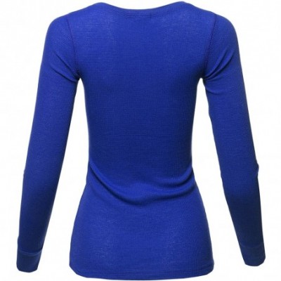 Thermal Underwear Women's Casual Solid Basic Crew Neck Long Sleeves Thermal Top - Aawtel0016 Royal - CL18AUU9R56