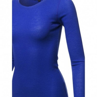 Thermal Underwear Women's Casual Solid Basic Crew Neck Long Sleeves Thermal Top - Aawtel0016 Royal - CL18AUU9R56