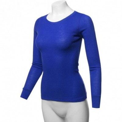 Thermal Underwear Women's Casual Solid Basic Crew Neck Long Sleeves Thermal Top - Aawtel0016 Royal - CL18AUU9R56