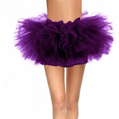 Slips Women's Mini Puffy Bubble 6-Layered Ballet Run Halloween Tutu Costume - Purple - CO18XIKQOXI