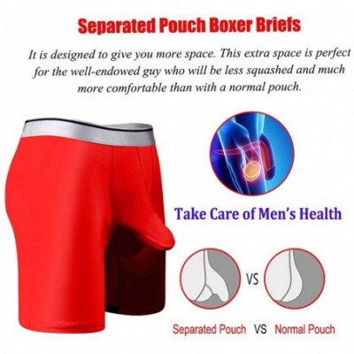 Boxer Briefs Men's Underwear Silky Smooth Boxer Briefs Long Leg Quick Dry Boxer Briefs with Separate Pouch - Black - CC18SRHUKAO