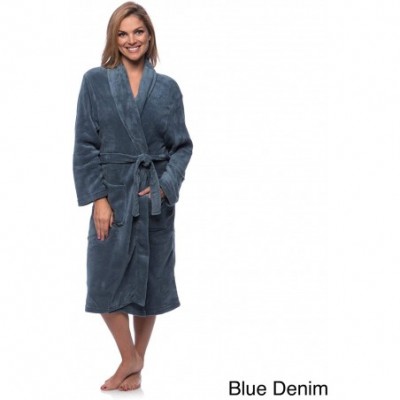 Robes Women's Microplush Bath Robe- 3X-Large- Denim - C318QM8HGQW